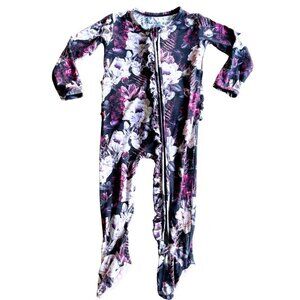 Little Bum Bums Bamboo Baby Girl Ruffle  PJs Pajamas Zipper Sleeper, Sz 18-24 Mo